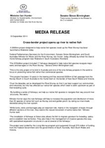 Cross-border project opens up river to native fish - Media release 19 September 2014