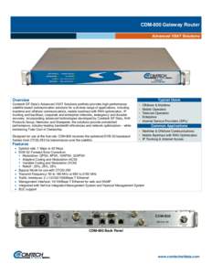 CDM-800 Gateway Router Advanced VSAT Solutions Typical Users  Overview