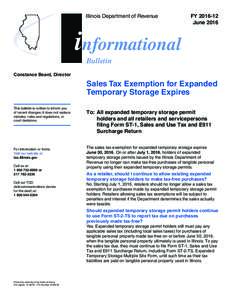 Illinois Department of Revenue  informational FYJune 2016