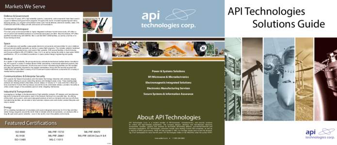 Markets We Serve  API Technologies Solutions Guide  Defense & Government