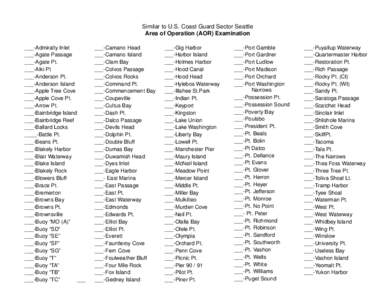 Similar to U.S. Coast Guard Sector Seattle Area of Operation (AOR) Examination ___-Admiralty Inlet ___-Agate Passage ___-Agate Pt. ___-Alki Pt