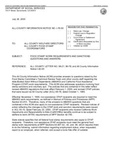 STATE OF CALIFORNIA--HEALTH AND HUMAN SERVICES AGENCY  GRAY DAVIS, Governor DEPARTMENT OF SOCIAL SERVICES 744 P Street, Sacramento, CA 95814