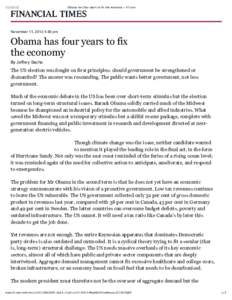 [removed]Obama has four years to ﬁx the economy - FT.com November 11, 2012 4:39 pm