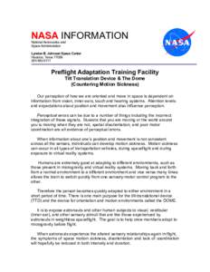 NASA INFORMATION National Aeronautics and Space Administration Lyndon B. Johnson Space Center Houston, Texas 77058