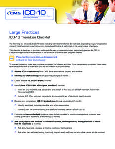 Large Practices ICD-10 Transition Checklist