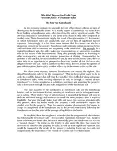 Real estate / Land law / Economics / Foreclosure / Investment / Auction / Creative real estate investing / Mortgage law / Real property law / Mortgage / United States housing bubble