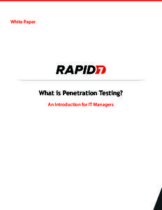 White Paper  What is Penetration Testing? An Introduction for IT Managers  What Is Penetration Testing?