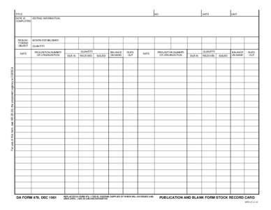 PUBLICATION AND BLANK FORM STOCK RECORD CARD