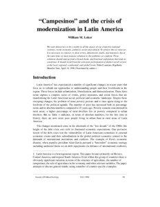 “Campesinos” and the crisis of modernization in Latin America William M. Loker