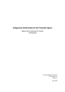 Knowledge / Taranaki Region / South Taranaki District / Biodiversity / Conservation biology / Taranaki / Regions of New Zealand / Stratford /  New Zealand / Biology / Environment / Conservation