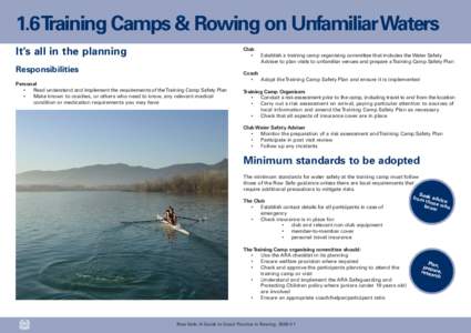 1.6Training Camps & Rowing on Unfamiliar Waters It’s all in the planning Club •