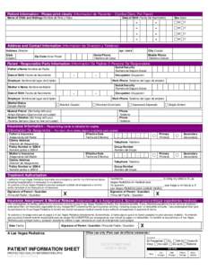 Patient Information - Please print clearly (Informacion de Paciente – Escriba Claro, Por Favor)