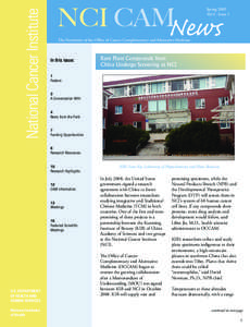 National Cancer Institute  NCI CAMNews Spring 2009 Vol.4 - Issue 1