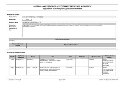 AUSTRALIAN PESTICIDES & VETERINARY MEDICINES AUTHORITY Application Summary for Application No[removed]Application Details: Product Name:  AVIATOR XPRO FOLIAR FUNGICIDE