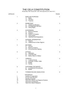 THE CELA CONSTITUTION (Revised May 1999, February 2001, 2004, 2008, September 2012, March[removed]ARTICLES:  PAGES