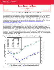 Iowa Farm Outlook Department of Economics Ames, Iowa 0B