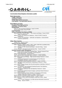 Civil Aviation Rules Register Information Leaflet - 6 December 2012