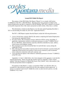 Billings Gazette / KHQ-TV / Recruitment / Television in the United States / KULR-TV / Billings /  Montana