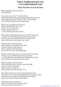 Folk & Traditional Song Lyrics - Daddy What Did You Do in the Strike