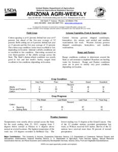 ARIZONA AGRI-WEEKLY Issue AZ-CW1325 – For the week ending June 23, [removed]Released June 24, 2013 st 230 North 1 Avenue · Phoenix, AZ[removed][removed] · ([removed]FAX · www.nass.usda.gov/az