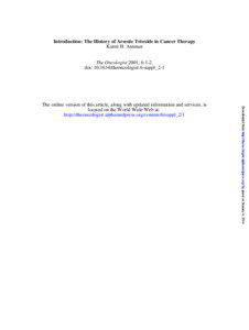 Introduction: The History of Arsenic Trioxide in Cancer Therapy Karen H. Antman The Oncologist 2001, 6:1-2.