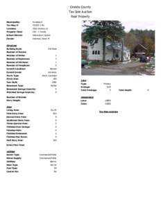 Oneida County Tax Sale Auction Real Property Municipality: Tax Map #: