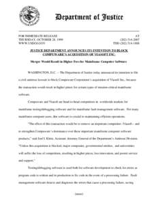 FOR IMMEDIATE RELEASE THURSDAY, OCTOBER 28, 1999 WWW.USDOJ.GOV AT[removed]