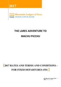 2017  THE LARES ADVENTURE TO MACHU PICCHURATES AND TERMS AND CONDITIONS –