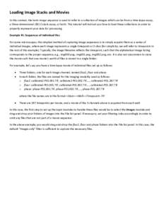 Loading Image Stacks and Movies In this context, the term image sequence is used to refer to a collection of images which can be from a time-lapse assay, a three-dimensional (3D) Z-stack assay, or both. This tutorial wil