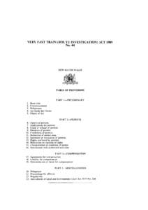 VERY FAST TRAIN (ROUTE INVESTIGATION) ACT 1989 No. 44 NEW SOUTH WALES  TABLE OF PROVISIONS