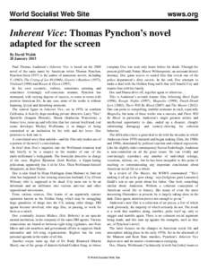 World Socialist Web Site  wsws.org Inherent Vice: Thomas Pynchon’s novel adapted for the screen