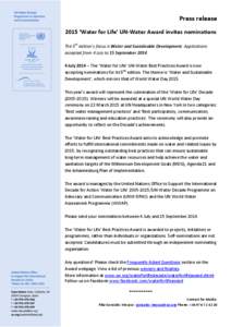 United Nations observances / Water for Life Decade / UN-Water / World Water Assessment Programme / World Water Day / United Nations Department of Economic and Social Affairs / Water resources / Millennium Development Goals / Sanitation / Water / United Nations / Health