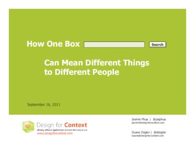 How One Box  Search Can Mean Different Things to Different People