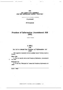 1992 THE LEGISLATIVE ASSEMBLY FOR THE AUSTRALIAN CAPITAL TERRITORY (As presented) (Mr Humphries)