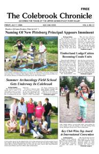 FREE  The Colebrook Chronicle COVERING THE TOWNS OF THE UPPER CONNECTICUT RIVER VALLEY  FRIDAY, JULY 7, 2006