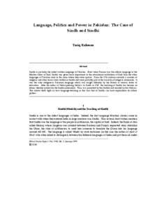 Microsoft Word - Teaching of Sindhi & Sindhi ethnicity.doc