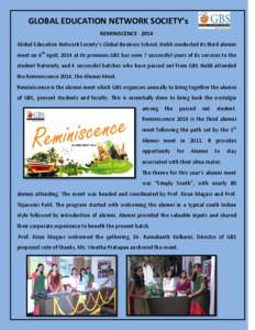 GLOBAL EDUCATION NETWORK SOCIETY’s REMINISCENCE[removed]Global Education Network Society’s Global Business School, Hubli conducted its third alumni