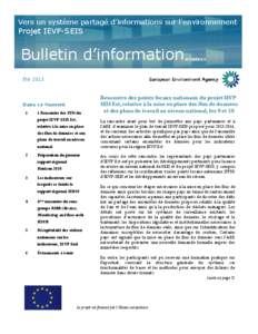Vers un système partagé d’informations sur l’environnement  Projet IEVP-SEIS Bulletin d’information