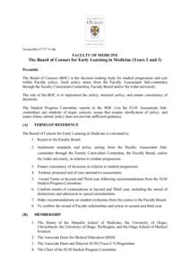 TermsofRef-2nd/3rd Yr Bd  FACULTY OF MEDICINE The Board of Censors for Early Learning in Medicine (Years 2 and 3) Preamble