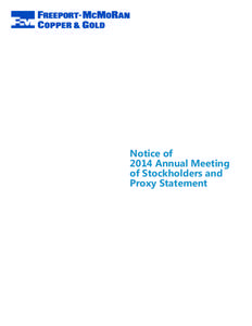 Notice of 2014 Annual Meeting of Stockholders and Proxy Statement  LETTER TO STOCKHOLDERS FROM OUR