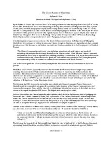 The Ghost Armies of Manchuria By Patrick C. Roe (Based on the book The Dragon Strikes by Patrick C. Roe) By the middle of October UN Command forces were rushing northward in what they hoped was a final push to end the Ko