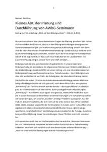 1  Norbert Reichling: Kleines ABC der Planung und Durchführung von AWbG-Seminaren
