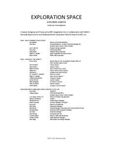 EXPLORATION SPACE EXPLORERS WANTED Credits and Acknowledgments