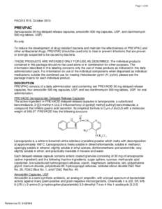 Page 1 of 28  PAC013 R15, October 2013 PREVPAC (lansoprazole 30 mg delayed release capsules, amoxicillin 500 mg capsules, USP, and clarithromycin