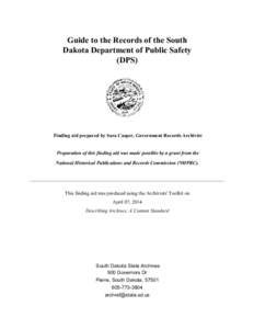 Guide to the Records of the South Dakota Department of Public Safety