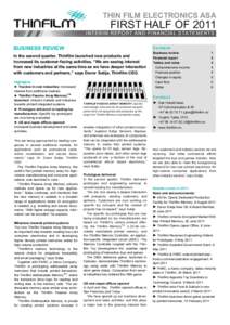 Financial statements / Generally Accepted Accounting Principles / Thin Film Electronics ASA / Non-volatile memory / Balance sheet / Book value / Equity / International Financial Reporting Standards / Cash flow statement / Finance / Accountancy / Business