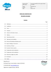 Document Title Date of Issue Terms and conditions for the supply of Goods