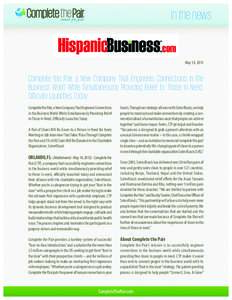 In the news  May 14, 2013 Complete the Pair, a New Company That Engineers Connections in the Business World While Simultaneously Providing Relief to Those in Need,