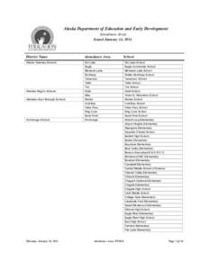 Alaska Department of Education and Early Development Attendance Areas Issued January 24, 2014 District Name