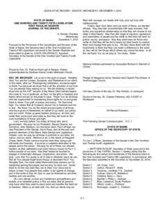 LEGISLATIVE RECORD - SENATE, WEDNESDAY, DECEMBER 1, 2010  STATE OF MAINE ONE HUNDRED AND TWENTY-FIFTH LEGISLATURE FIRST REGULAR SESSION JOURNAL OF THE SENATE